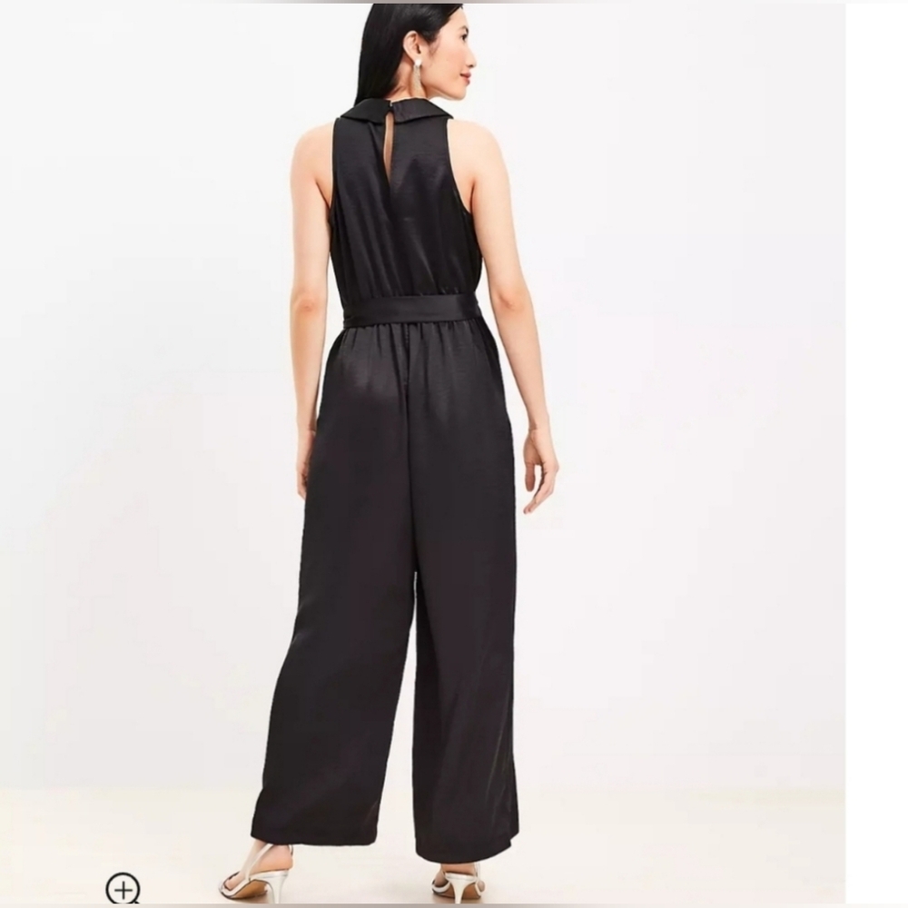 Loft Satin Halter Wrap JumpsuitSatin Halter Wrap Jumpsuit, Size 10 NWT - Picture 2 of 3